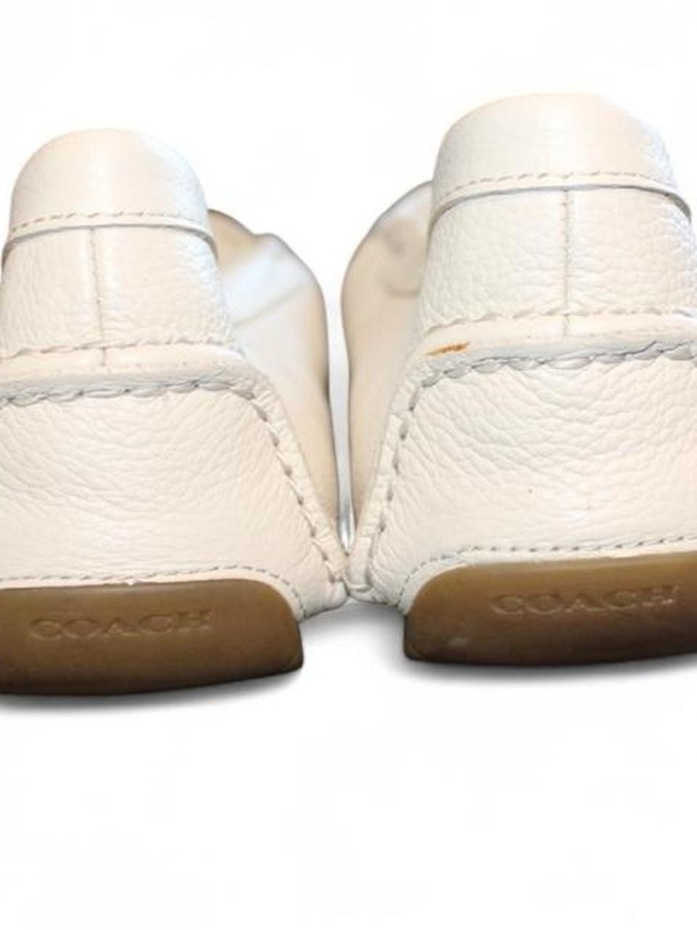 Coach White Pebbled Leather Driving Loafers - Picture 3 of 8